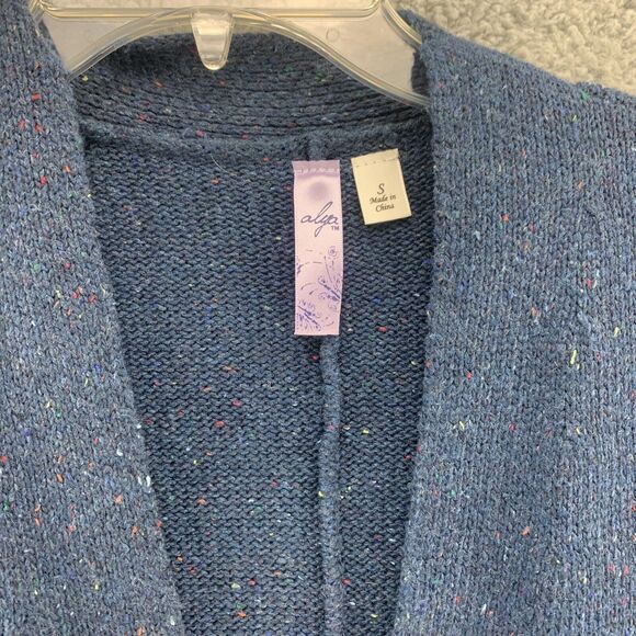 Alya Open Front Cardigan Sweater Women's Pockets Long Tunic Knit Size Small Blue - Picture 8 of 15